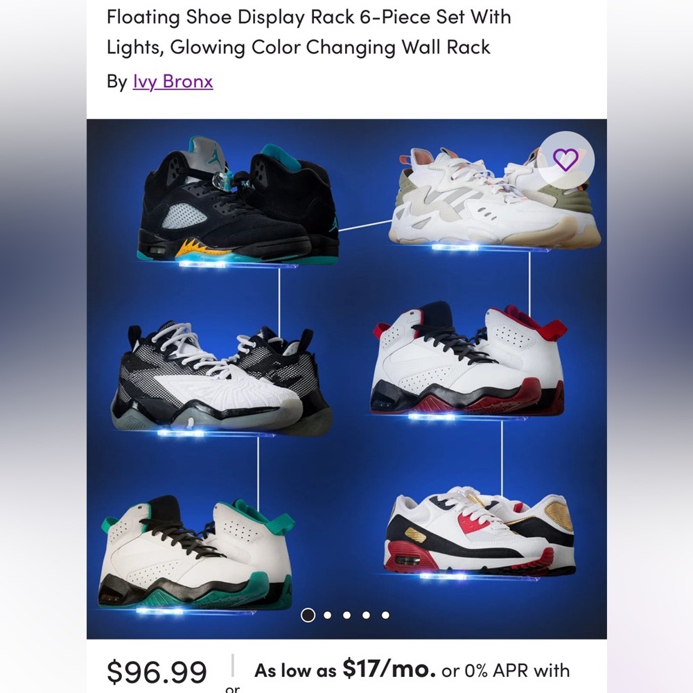 Floating Shoe Display Rack 6-Piece Set With Lights